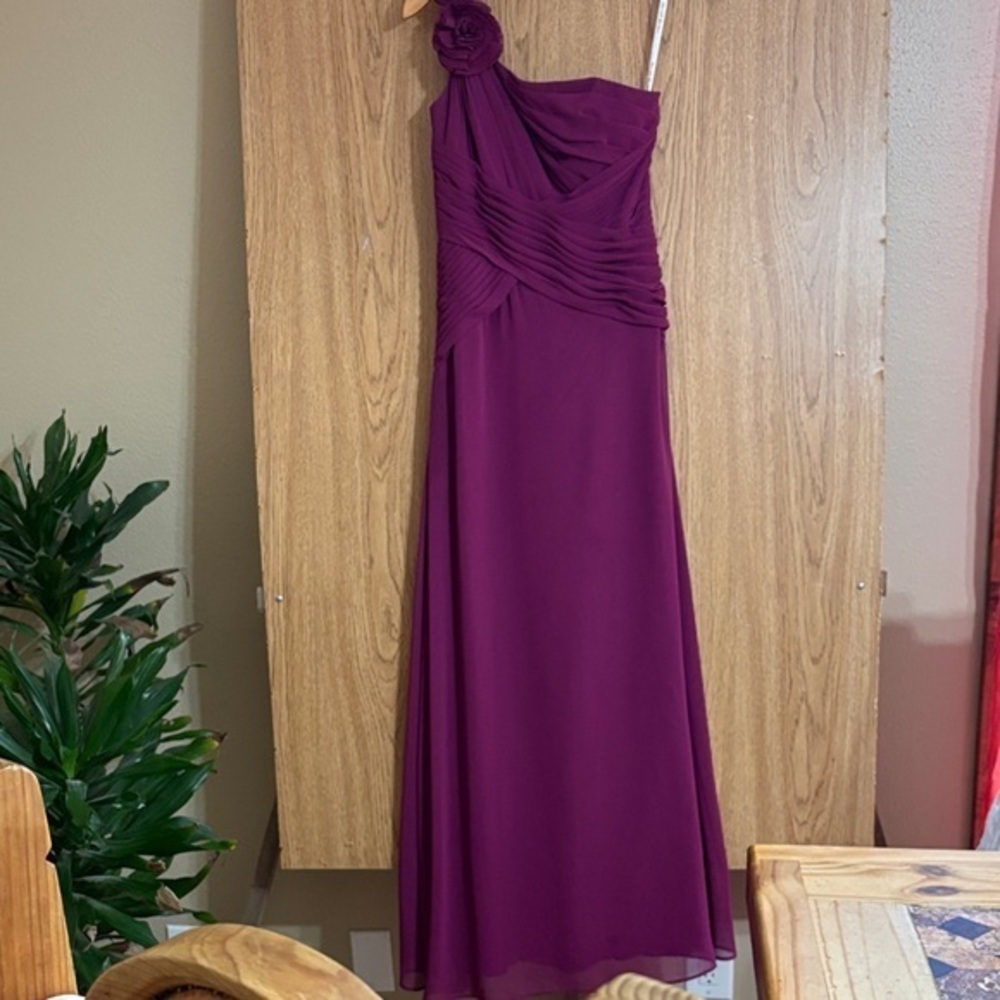 David's Bridal One Shoulder Purple Dress